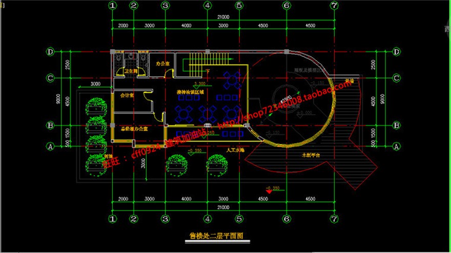 售楼处建筑方案设计cad图纸平面剖面su模型