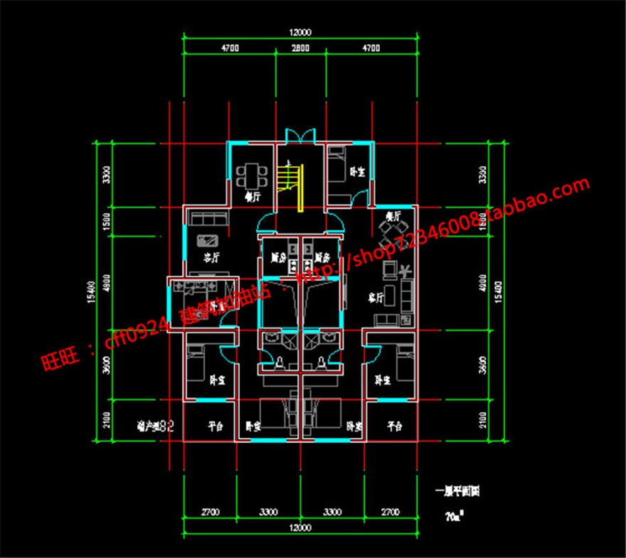 美丽新农村花园洋房住宅建筑方案设计cad户型图纸su模型