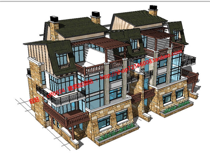 美丽新农村花园洋房住宅建筑方案设计cad户型图纸su模型