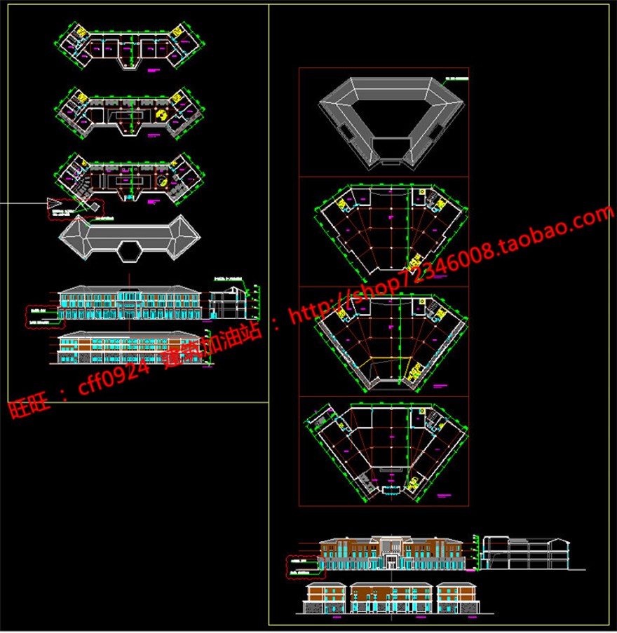 售楼处会所建筑方案设计su模型+cad图纸+效果图