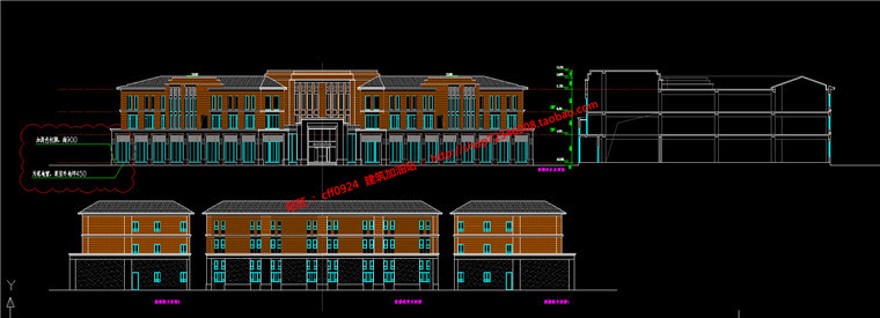 售楼处会所建筑方案设计su模型+cad图纸+效果图