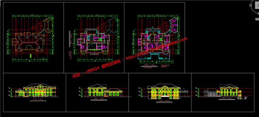 su模型cad图纸3Dmax法式平层大商业别墅建筑方案设计效果图