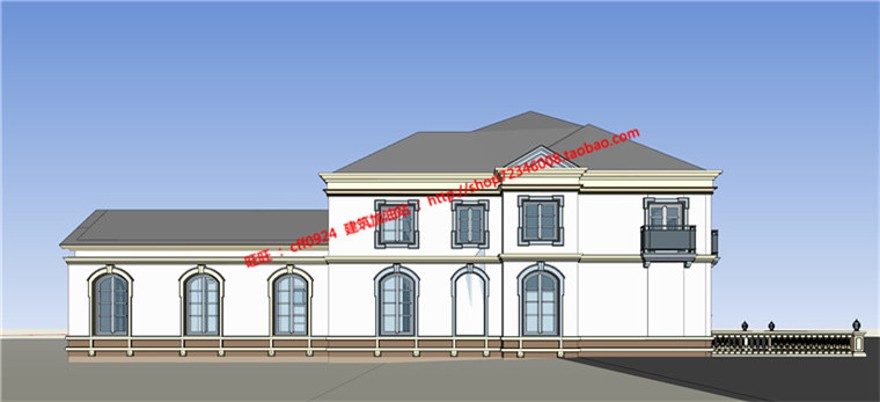 su模型cad图纸3Dmax法式平层大商业别墅建筑方案设计效果图