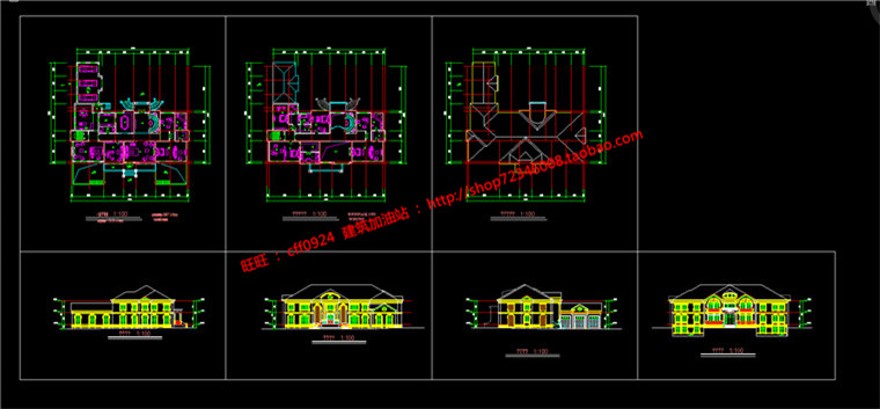 su模型cad图纸3Dmax法式平层大商业别墅建筑方案设计效果图