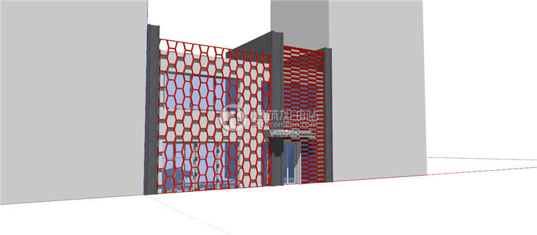 建筑图纸237售楼中心建筑方案SU模型+CAD图纸+效果图设计