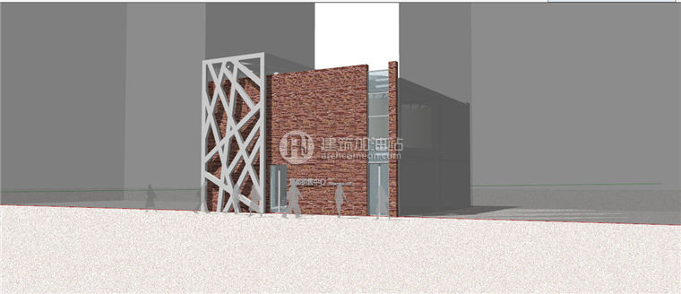 建筑图纸237售楼中心建筑方案SU模型+CAD图纸+效果图设计