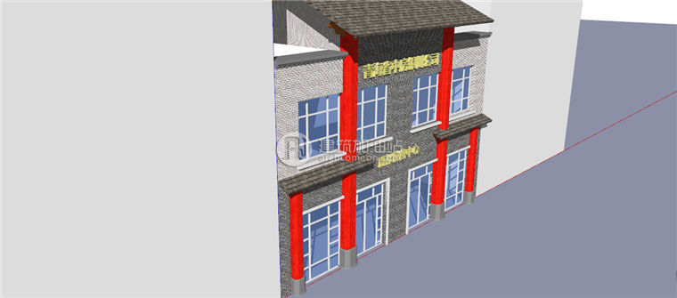 建筑图纸237售楼中心建筑方案SU模型+CAD图纸+效果图设计