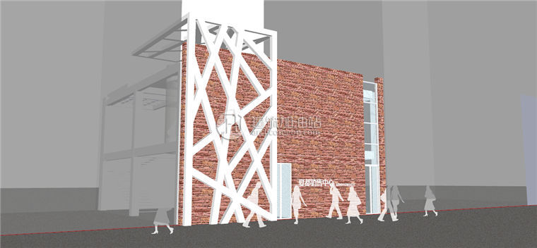 建筑图纸237售楼中心建筑方案SU模型+CAD图纸+效果图设计