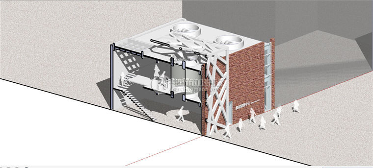 建筑图纸237售楼中心建筑方案SU模型+CAD图纸+效果图设计