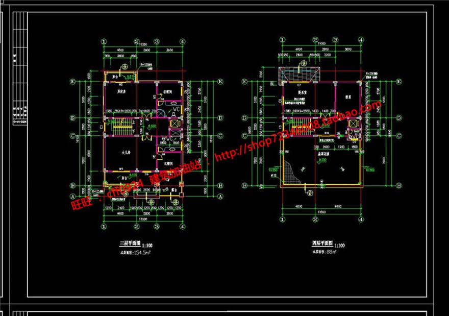 欧式美式小商业别墅独栋建筑设计自建房平面cad图纸效果图