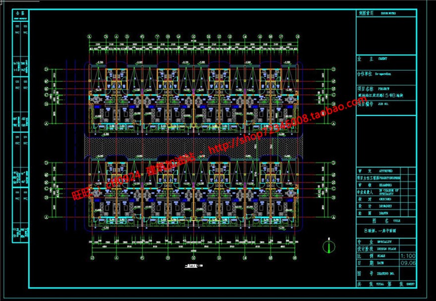 8联排英式风格商业别墅建筑设计组团绿化社区住宅su模型cad图纸