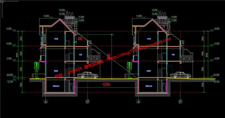 8联排英式风格商业别墅建筑设计组团绿化社区住宅su模型cad图纸