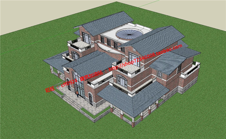 商业别墅两套su模型推敲详细cad图纸施工图效果图景观建筑规划项目