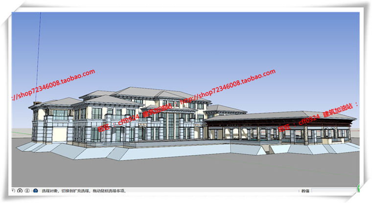 建筑图纸139西班牙公建会所欧式美式平面立面总图su模型+cad图纸+3Dmax