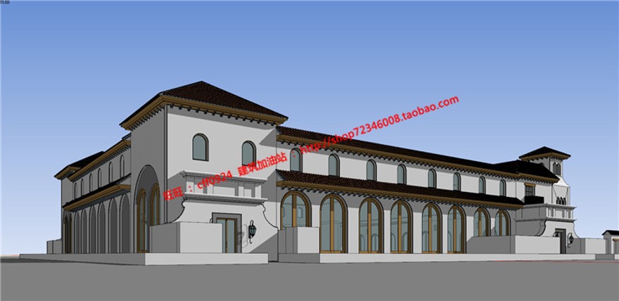 su模型cad图纸max效果图公建会所网球俱乐部建筑方案建筑资源