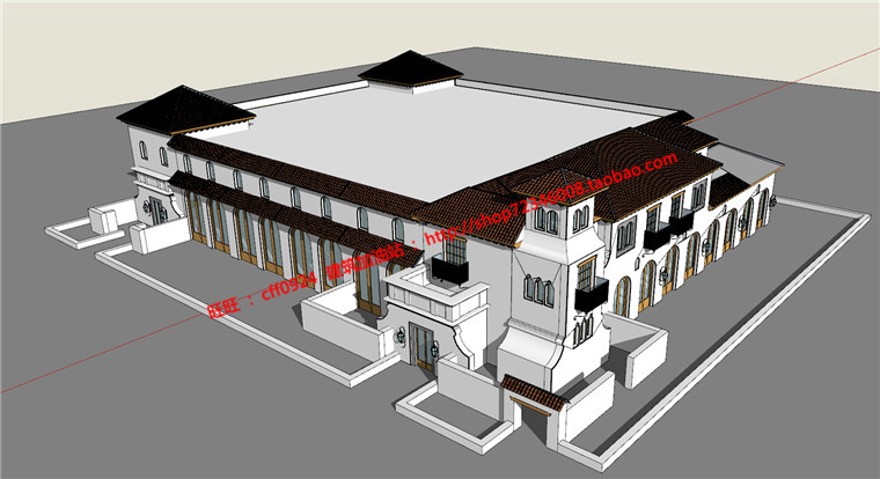 su模型cad图纸max效果图公建会所网球俱乐部建筑方案建筑资源