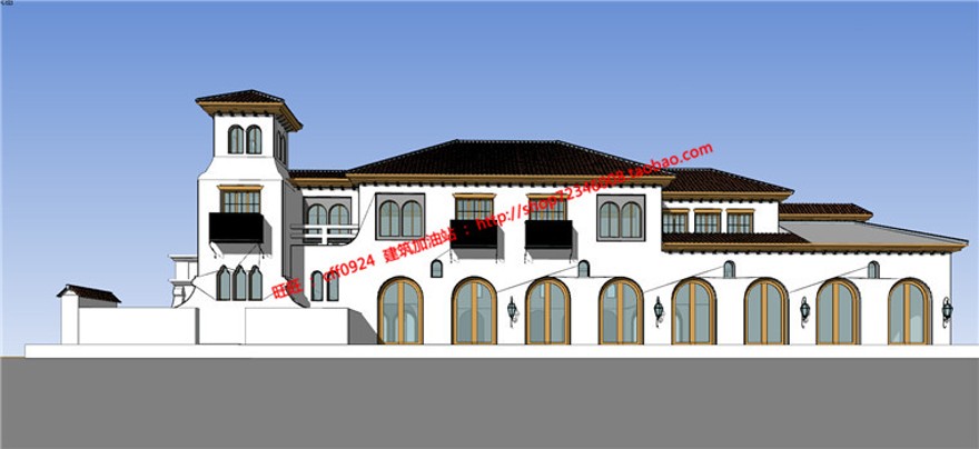 su模型cad图纸max效果图公建会所网球俱乐部建筑方案建筑资源