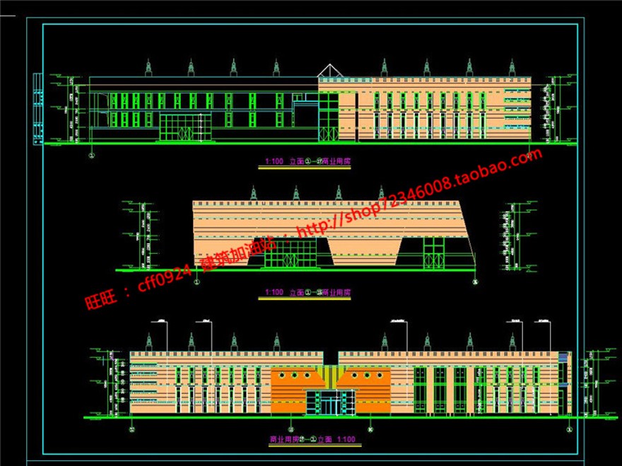 休闲商业会所建筑方案设计cad施工图效果图jpg