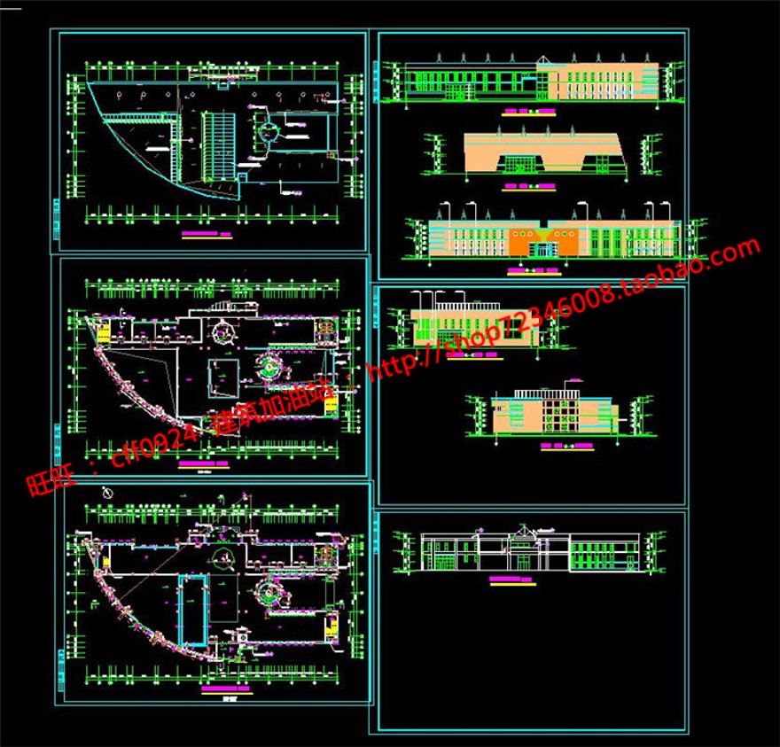 休闲商业会所建筑方案设计cad施工图效果图jpg