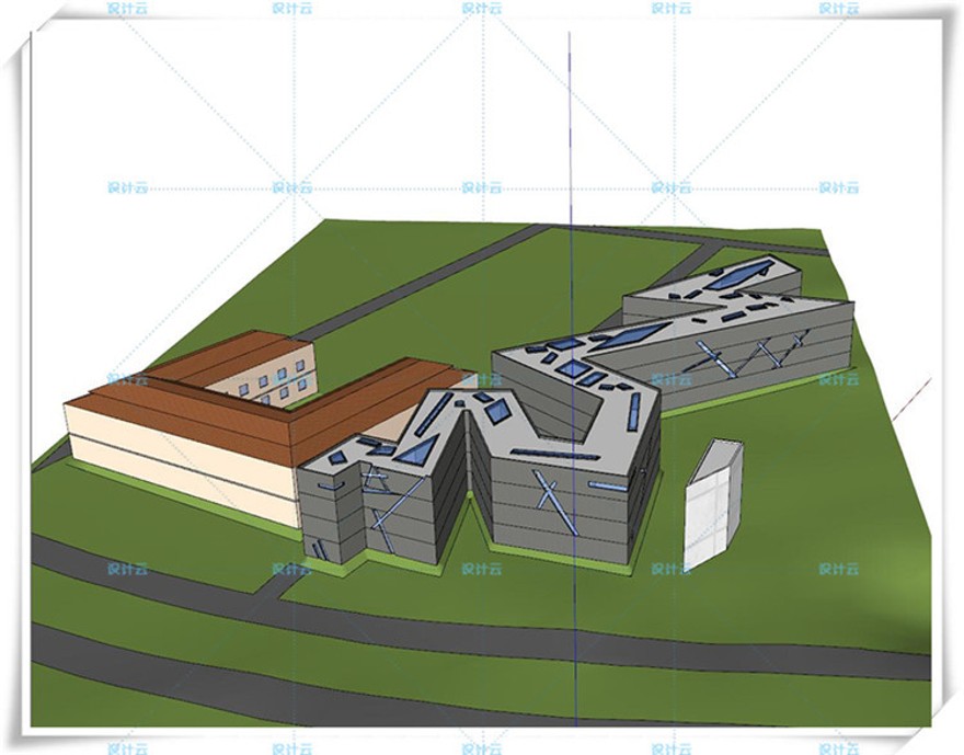 设计资源127柏林犹太人博物馆SU模型+CAD+AI+实模制作方法