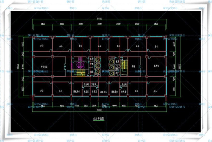 设计资源134多层办公楼6层建筑方案设计有SU模型cad图纸平面剖面