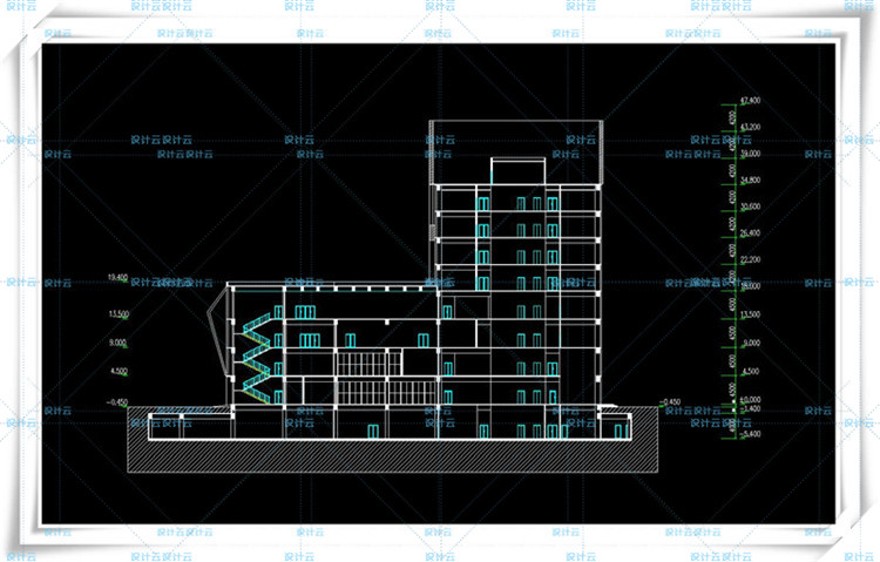 设计资源134多层办公楼6层建筑方案设计有SU模型cad图纸平面剖面