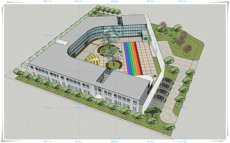 设计资源1426班幼儿园建筑方案设计有cad总图平立剖图纸+su模型