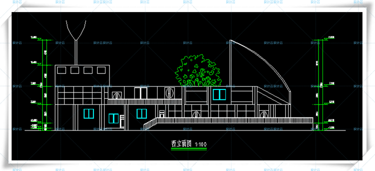 设计资源118大学生活动中心设计su模型+cad图纸平立剖+效果图