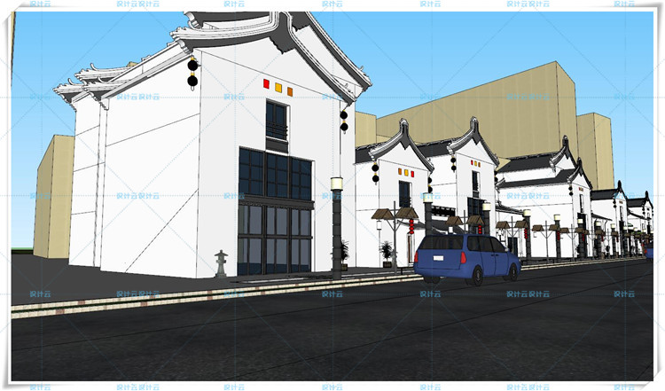 设计资源115岭南风格街区改造毕业设计全套su模型cad施工图psd文本