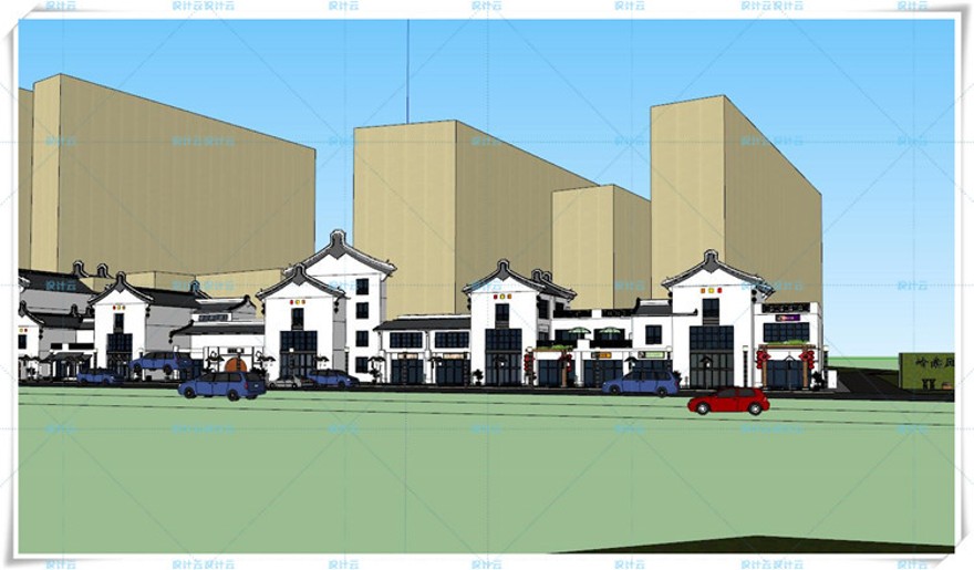 设计资源115岭南风格街区改造毕业设计全套su模型cad施工图psd文本