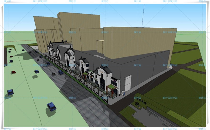 设计资源115岭南风格街区改造毕业设计全套su模型cad施工图psd文本