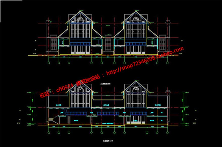 中式休闲会所一套建筑cad图纸平立剖施工图su模型