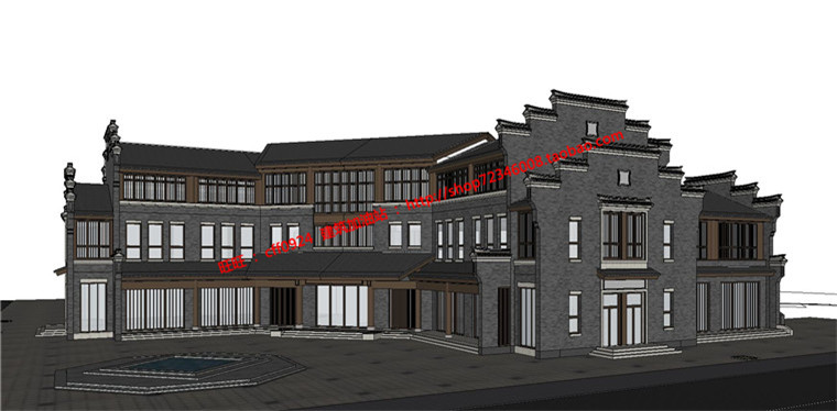 多层办公休闲会所建筑设计cad图纸平立剖su模型