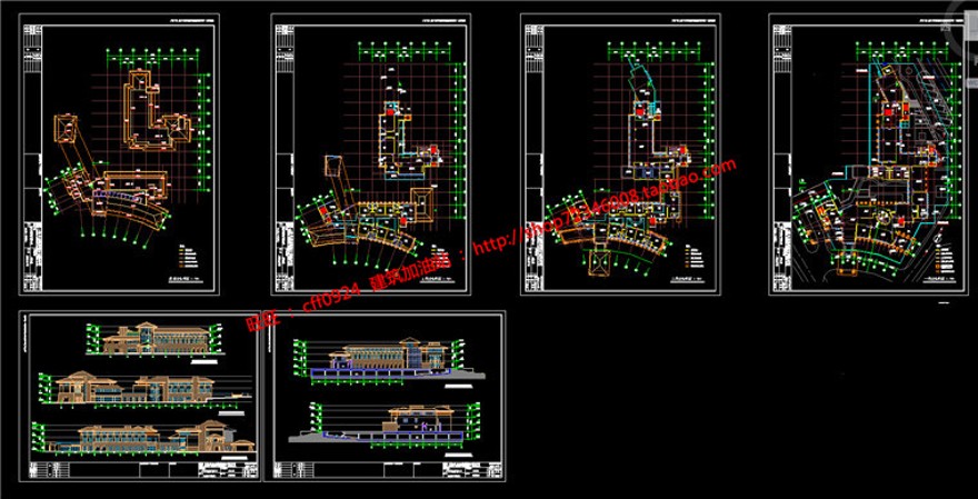 SU模型+cad平立剖+效果图公建会所全套建筑方案设计