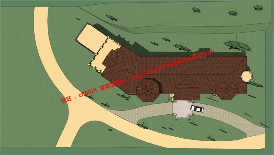 SU模型+cad平立剖+效果图公建会所全套建筑方案设计