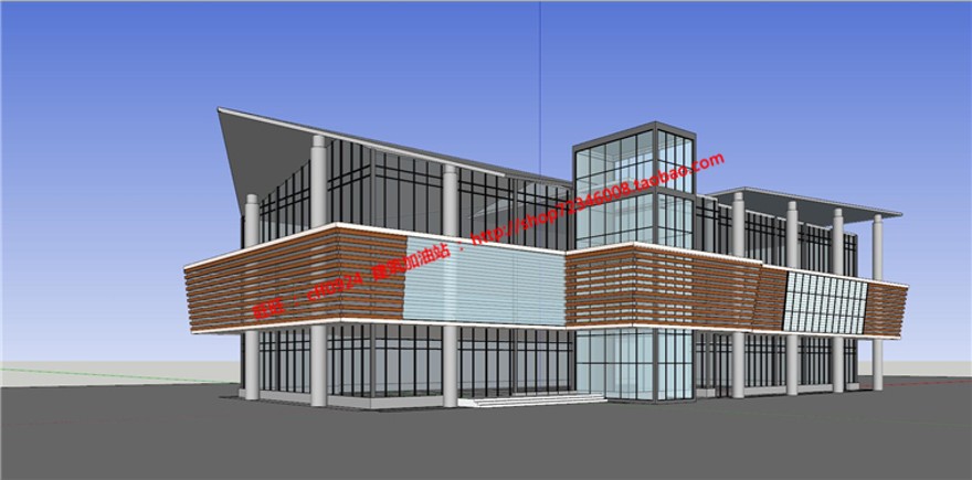 公建会所建筑方案cad平立剖施工图su模型