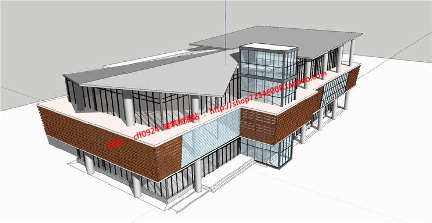 公建会所建筑方案cad平立剖施工图su模型