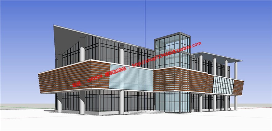 公建会所建筑方案cad平立剖施工图su模型