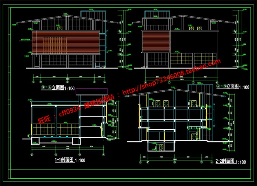 公建会所建筑方案cad平立剖施工图su模型