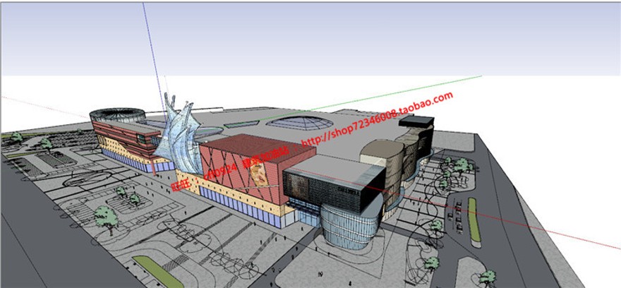 商业购物中心百货超市cad图纸总图平面全su模型