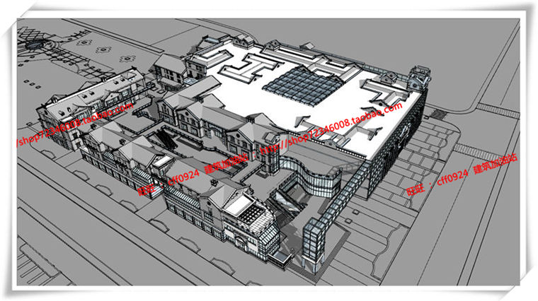 建筑图纸197新中式风格商业/商业街有su模型/cad图纸/效果图/3Dmax