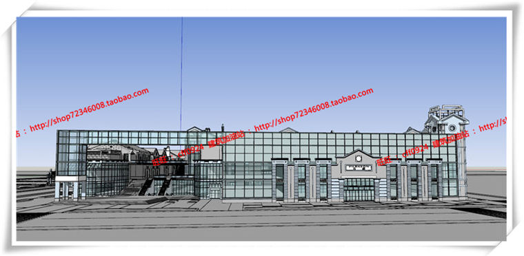 建筑图纸197新中式风格商业/商业街有su模型/cad图纸/效果图/3Dmax