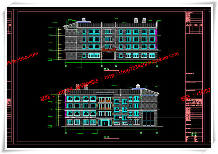 建筑图纸197新中式风格商业/商业街有su模型/cad图纸/效果图/3Dmax