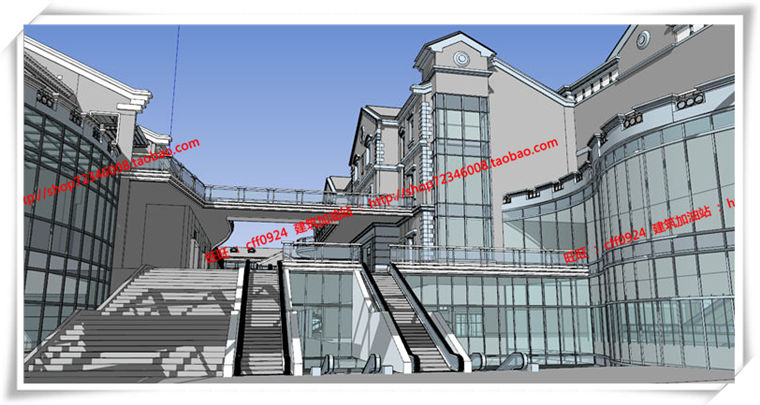 建筑图纸197新中式风格商业/商业街有su模型/cad图纸/效果图/3Dmax