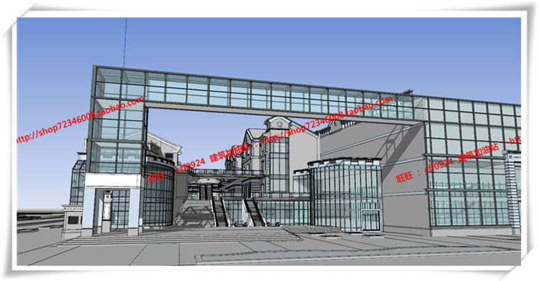 建筑图纸197新中式风格商业/商业街有su模型/cad图纸/效果图/3Dmax