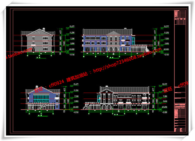 建筑图纸197新中式风格商业/商业街有su模型/cad图纸/效果图/3Dmax