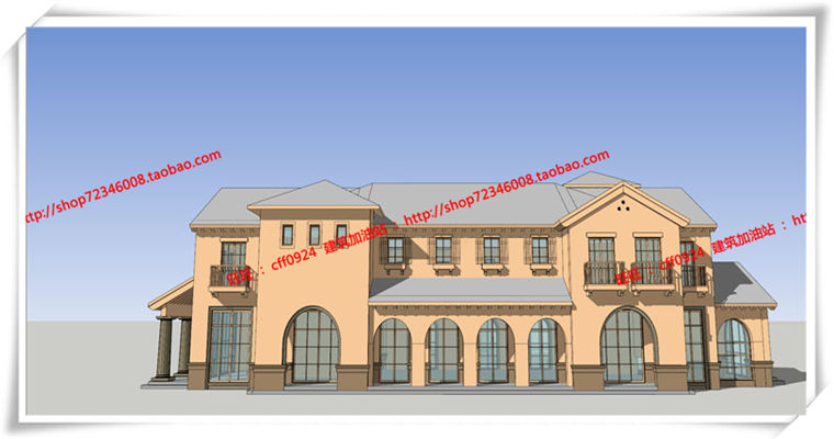 建筑图纸195欧式美式商业街/步行街建筑方案SU模型/效果图/3DMAX