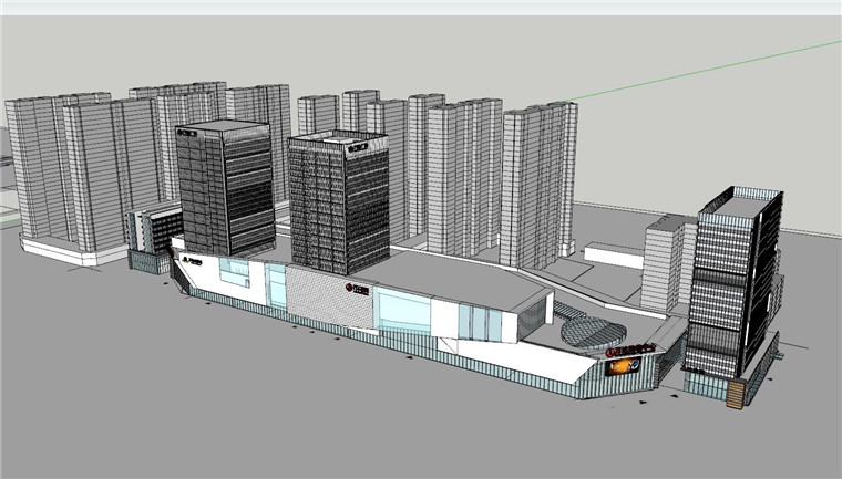 达广场商业建筑设计中标景观建筑规划项目有cad图纸su模型效果图