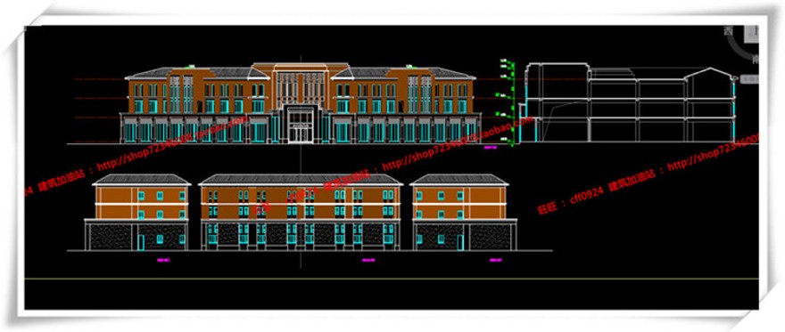 建筑图纸217江西上饶欧式美式商业/住宅/商住楼SU模型+cad图纸+效果图