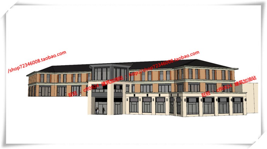 建筑图纸217江西上饶欧式美式商业/住宅/商住楼SU模型+cad图纸+效果图